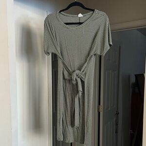 Caution To The Wind Olive Striped Dress